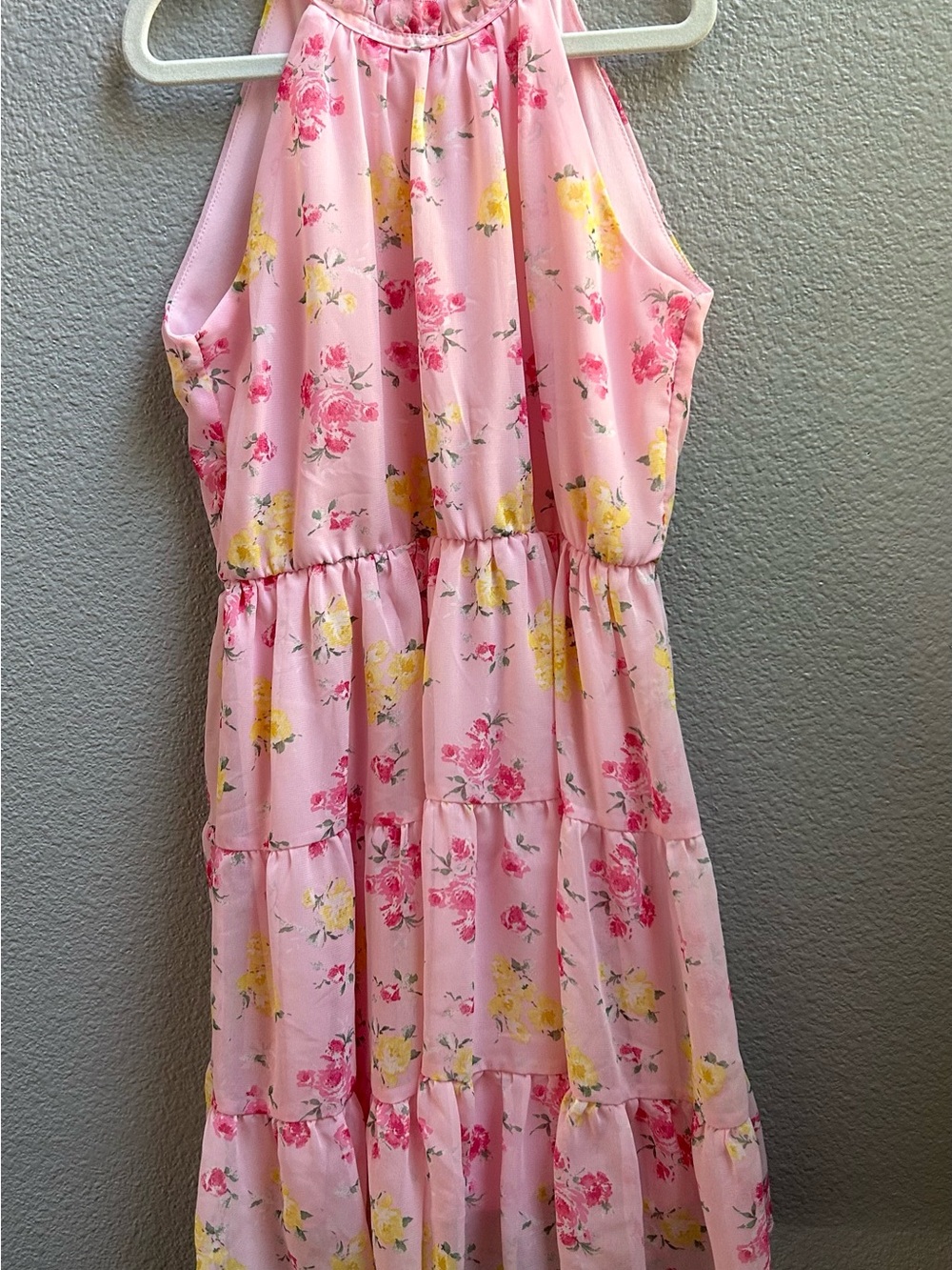 Speechless Pink Halter Dress with Yellow & Pink Floral Print